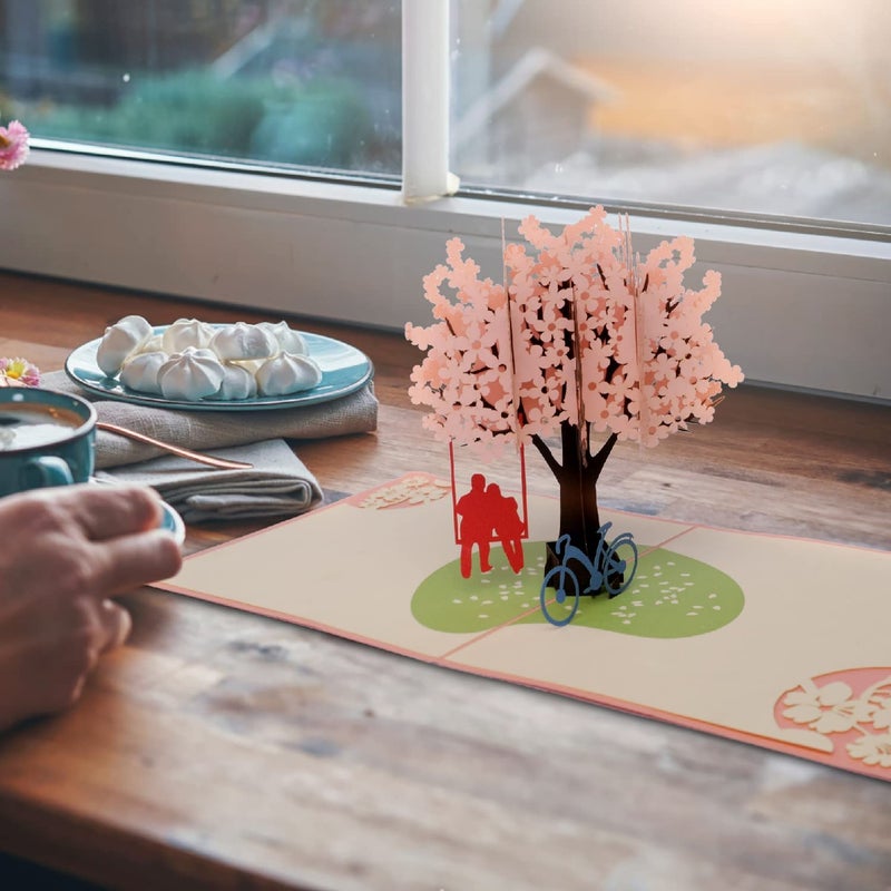 CUTE POPUP - Valentine Pop Up Card with Romantic Cherry Blossom Design, First Anniversary Card for Wife, Husband, Loved One - The Perfect 3D Card on Valentine, Birthday, Wedding Anniversary - Image 2